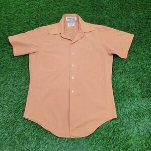 Vintage 90s MOD Button Shirt Large 22x30 Apricot Orange